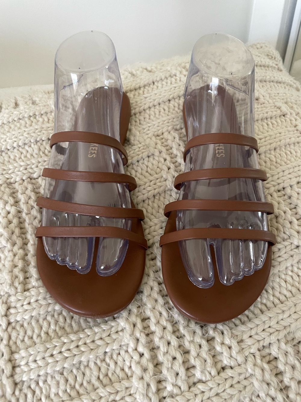TKEES Sienna Strappy Slide Sandals Size 8 Brown Leather - Picture 2 of 6